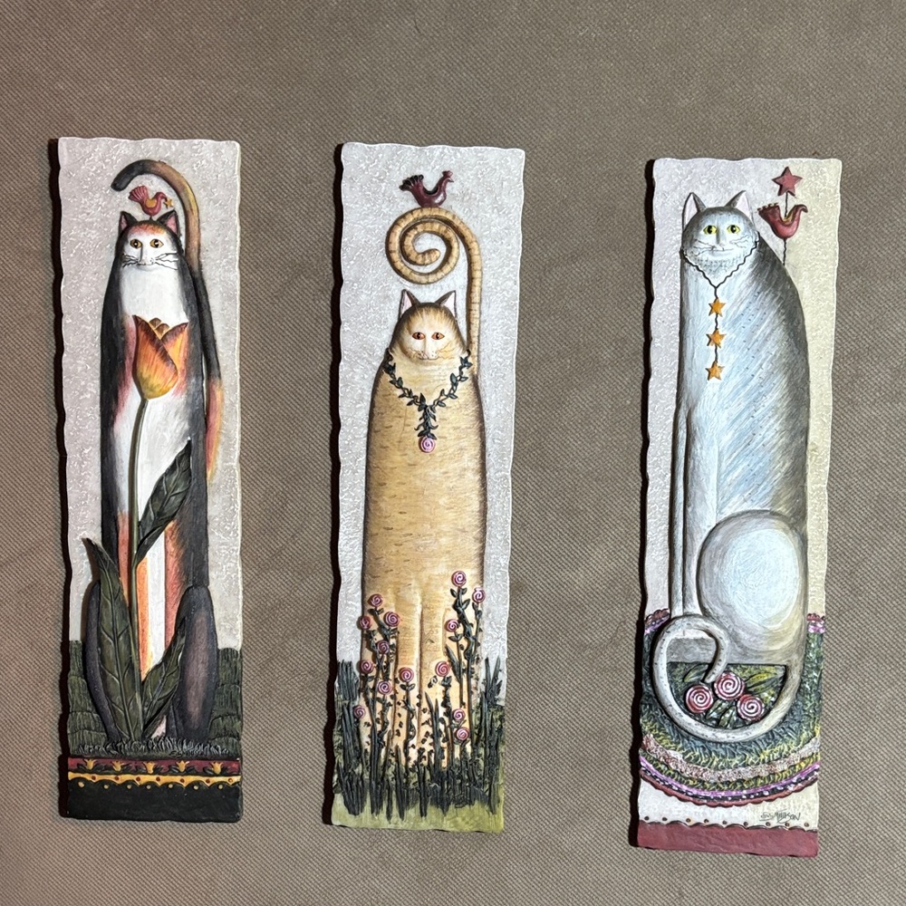Whimsical Cat Art Plaques